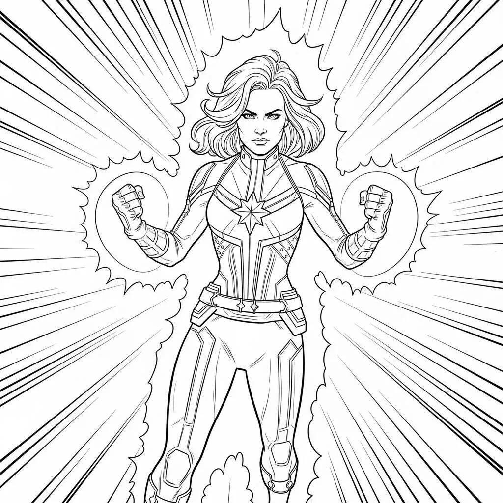 Desenho de Vingadores da Capitã Marvel para Colorir