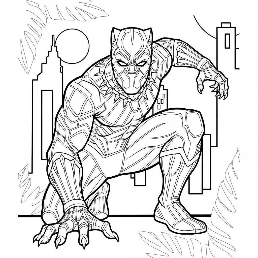 Desenho de Vingadores do Pantera Negra para Colorir