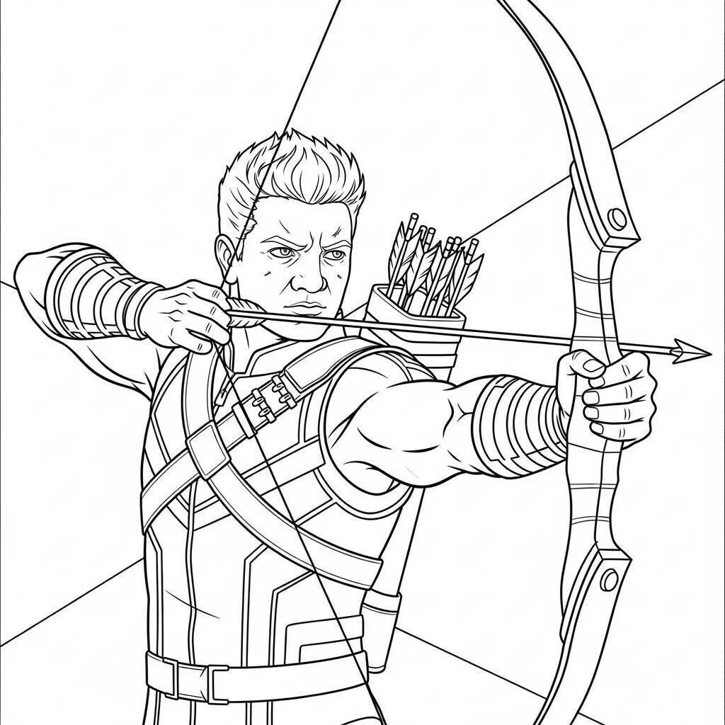 Desenho de Vingadores do Gavião Arqueiro para Colorir