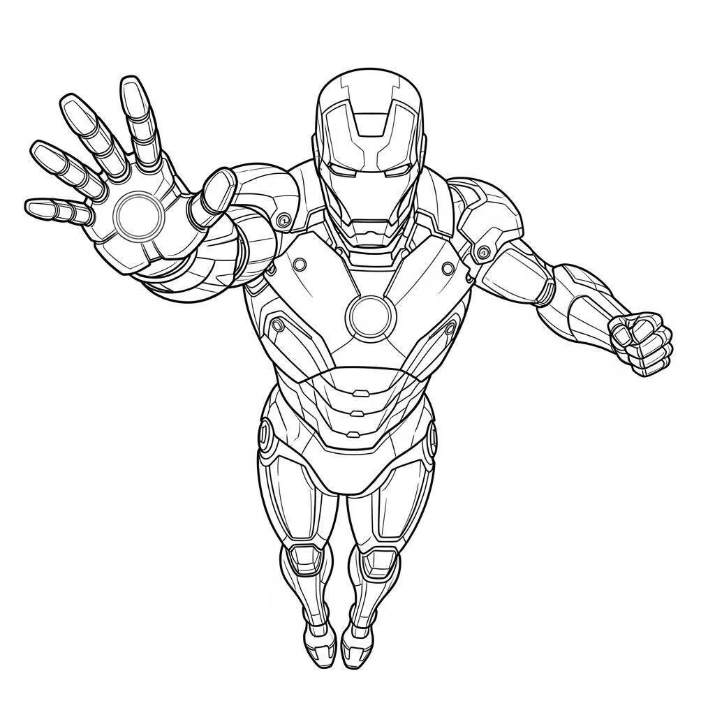 Dibujo para colorear de Iron Man y los Vengadores