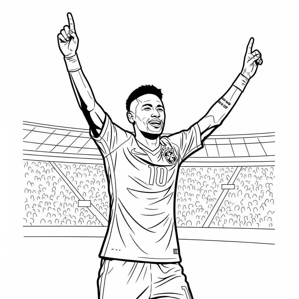 Coloriage Neymar célébrant un but