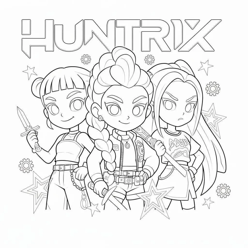 Dibujo para colorear de cazador con las tres cazadoras