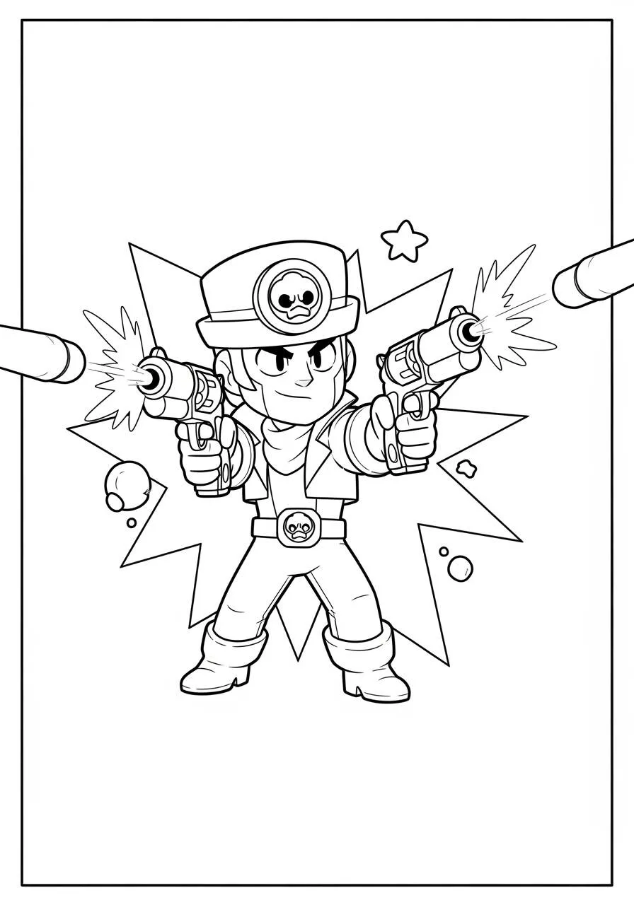 Desenho de Brawl Stars do Colt com Pistolas para Colorir