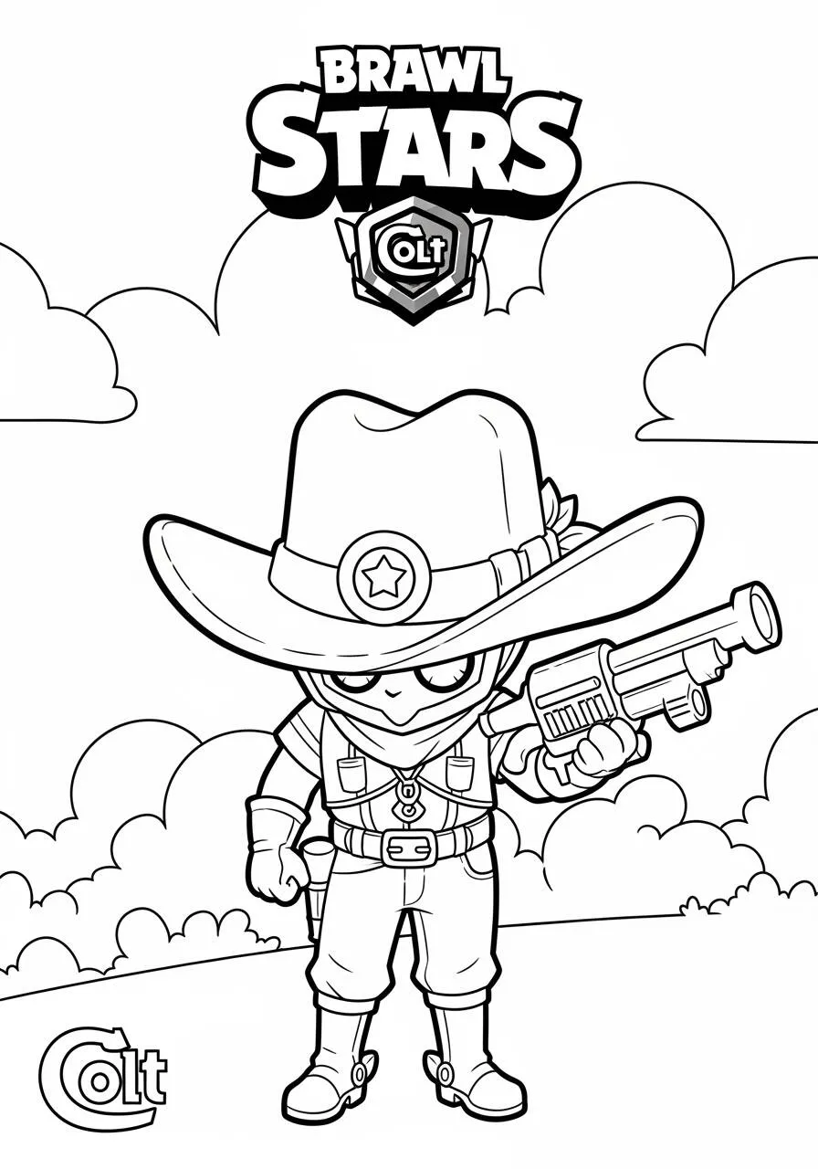 Desenho de Brawl Stars do Colt para Colorir