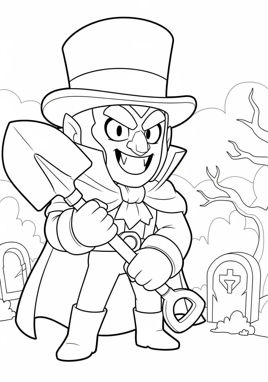 Desenho de Brawl Stars do Mortis com Pá para Colorir