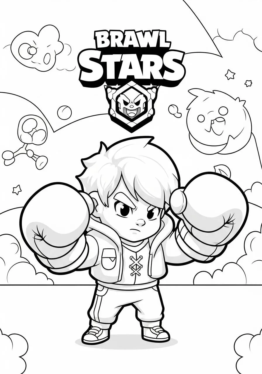 Desenho de Brawl Stars do Boxer para Colorir