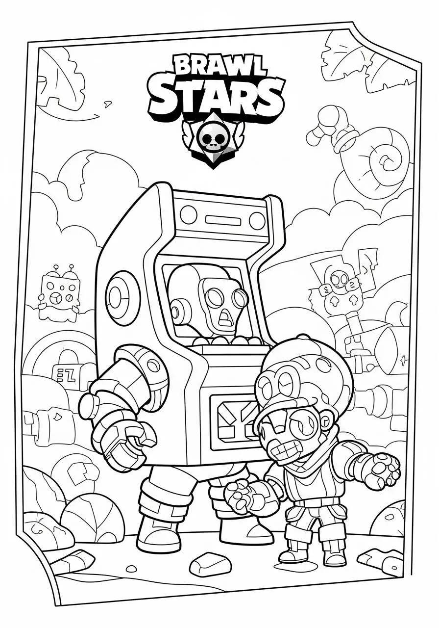 Desenho de Brawl Stars do Robo com o Brawler para Colorir