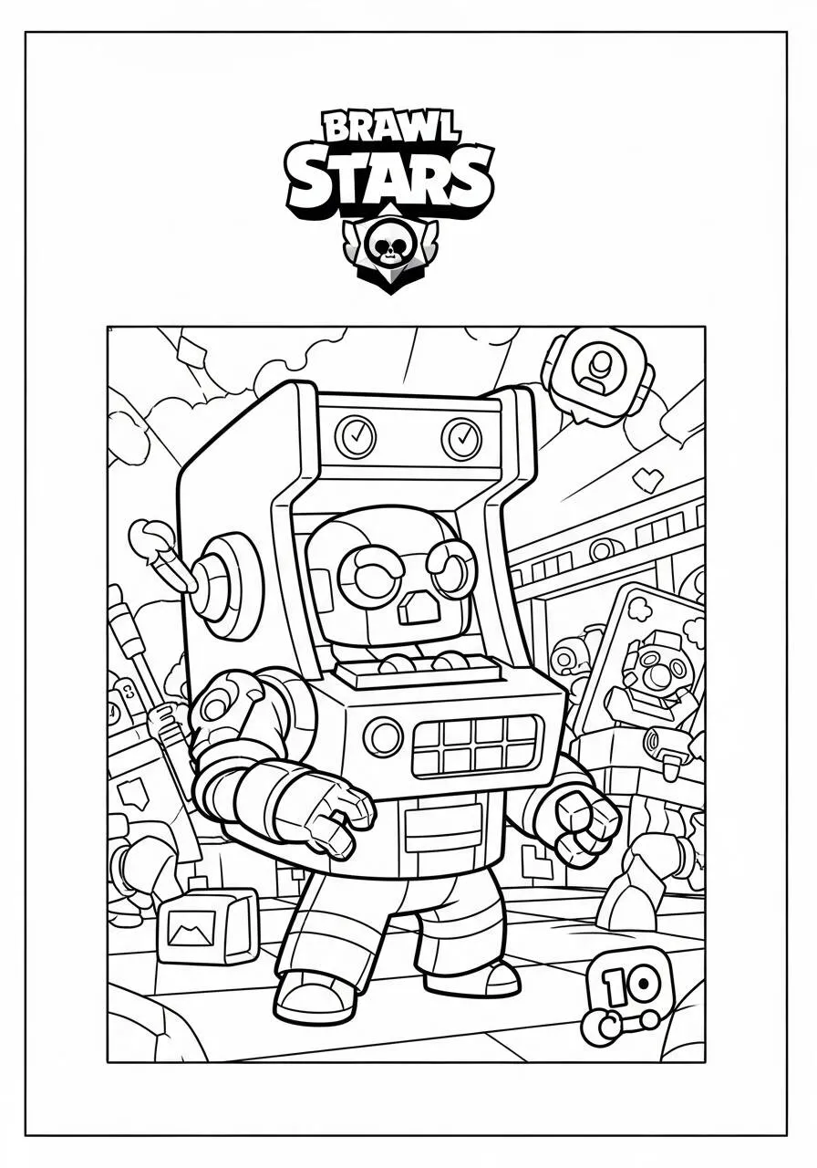 Desenho de Brawl Stars do Robo com Arcade para Colorir