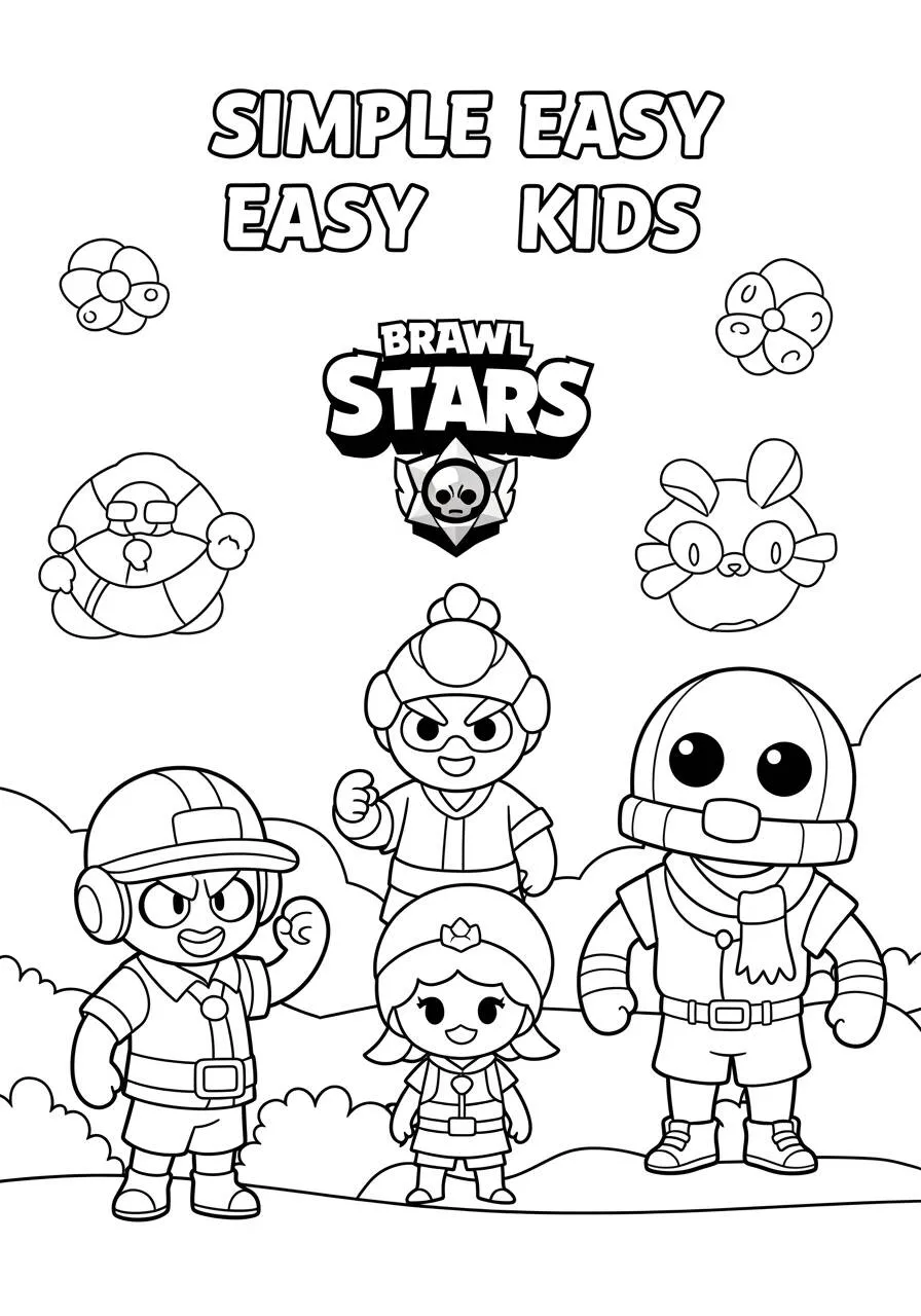 Desenho de Brawl Stars com Personagens para Colorir