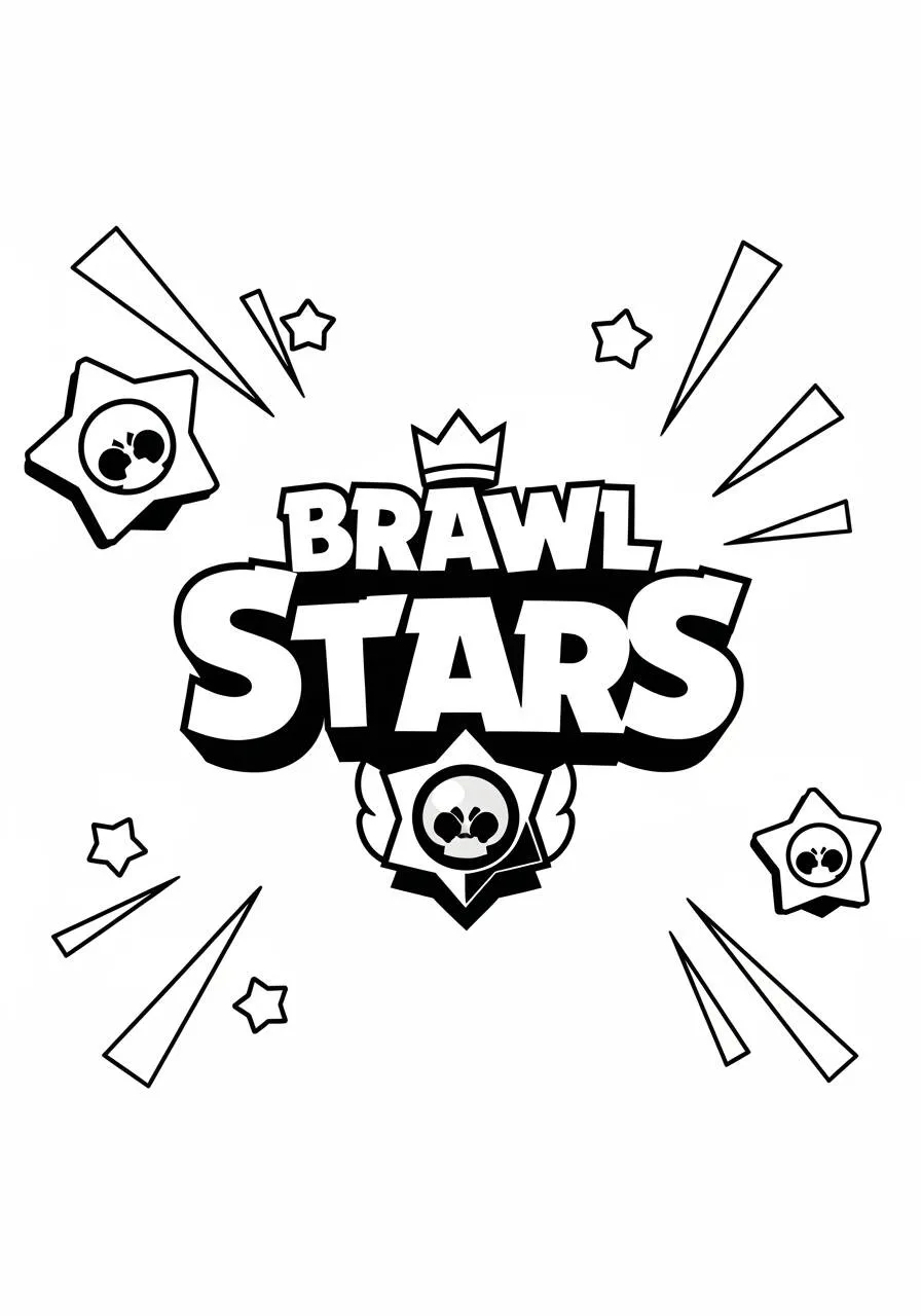 Desenho de Brawl Stars com o Logo para Colorir