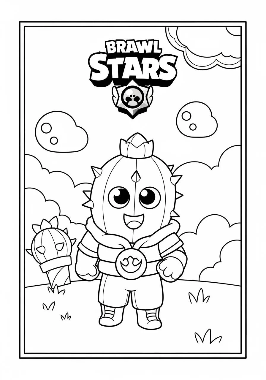 Desenho de Brawl Stars do Spike Cacto para Colorir