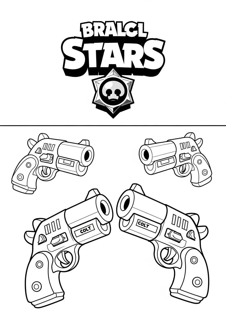 Desenho de Brawl Stars do Colt com Revólver para Colorir