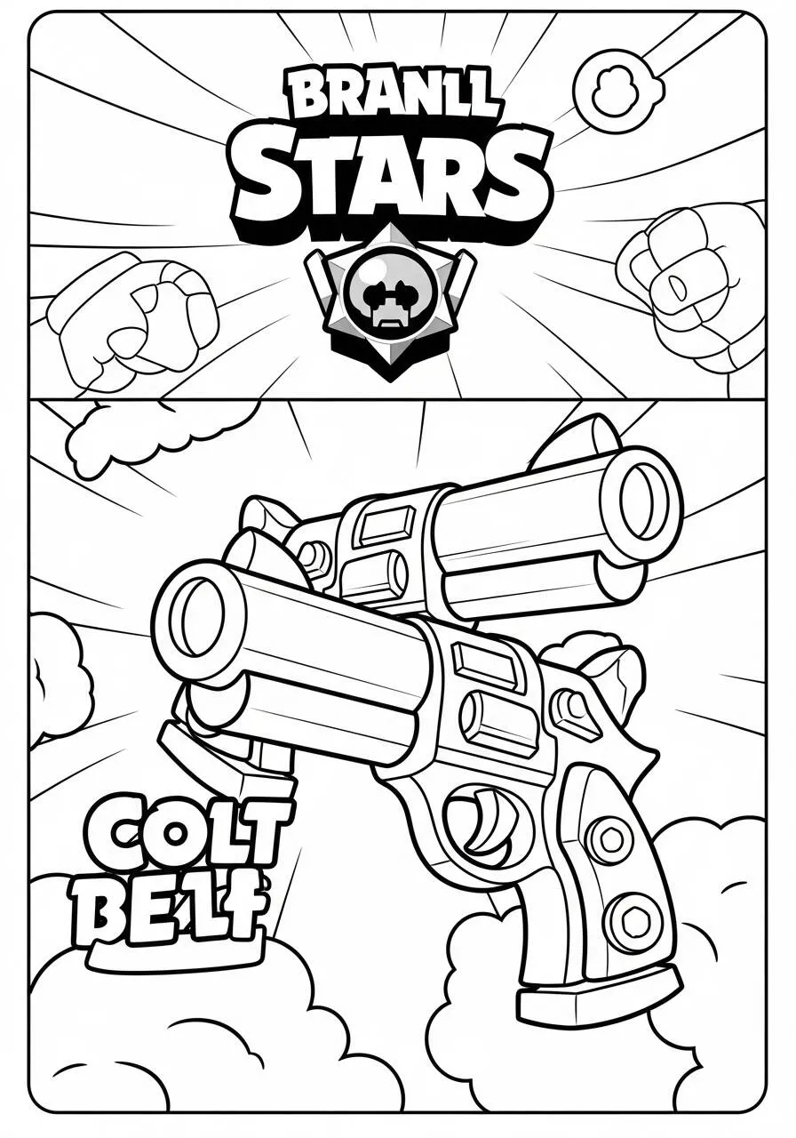 Desenho de Brawl Stars da Colt com Revólver para Colorir
