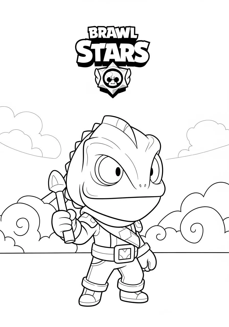 Desenho de Brawl Stars do Leon Camaleão para Colorir