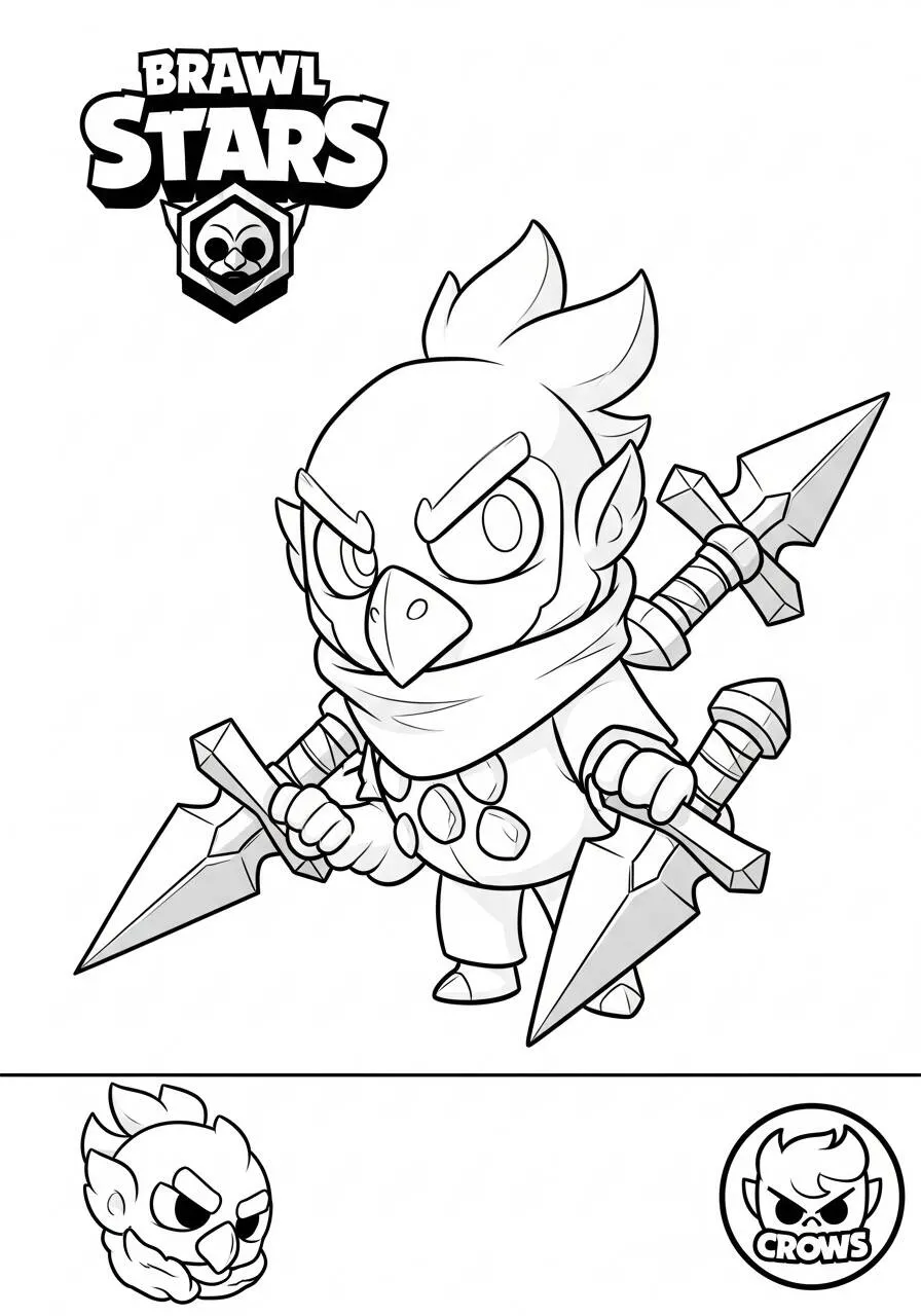 Desenho de Brawl Stars do Crow Corvo para Colorir