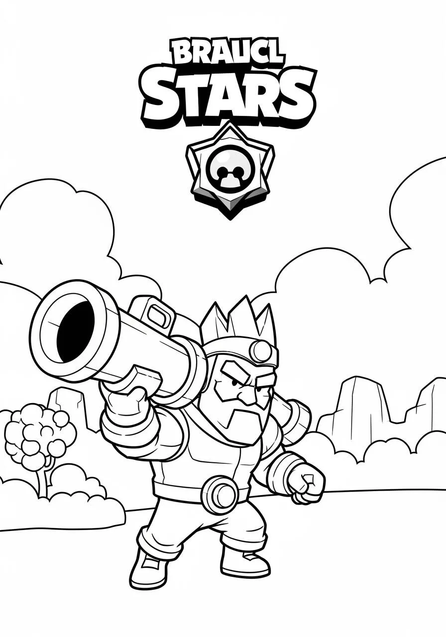 Desenho de Brawl Stars do Primo com Canhão para Colorir