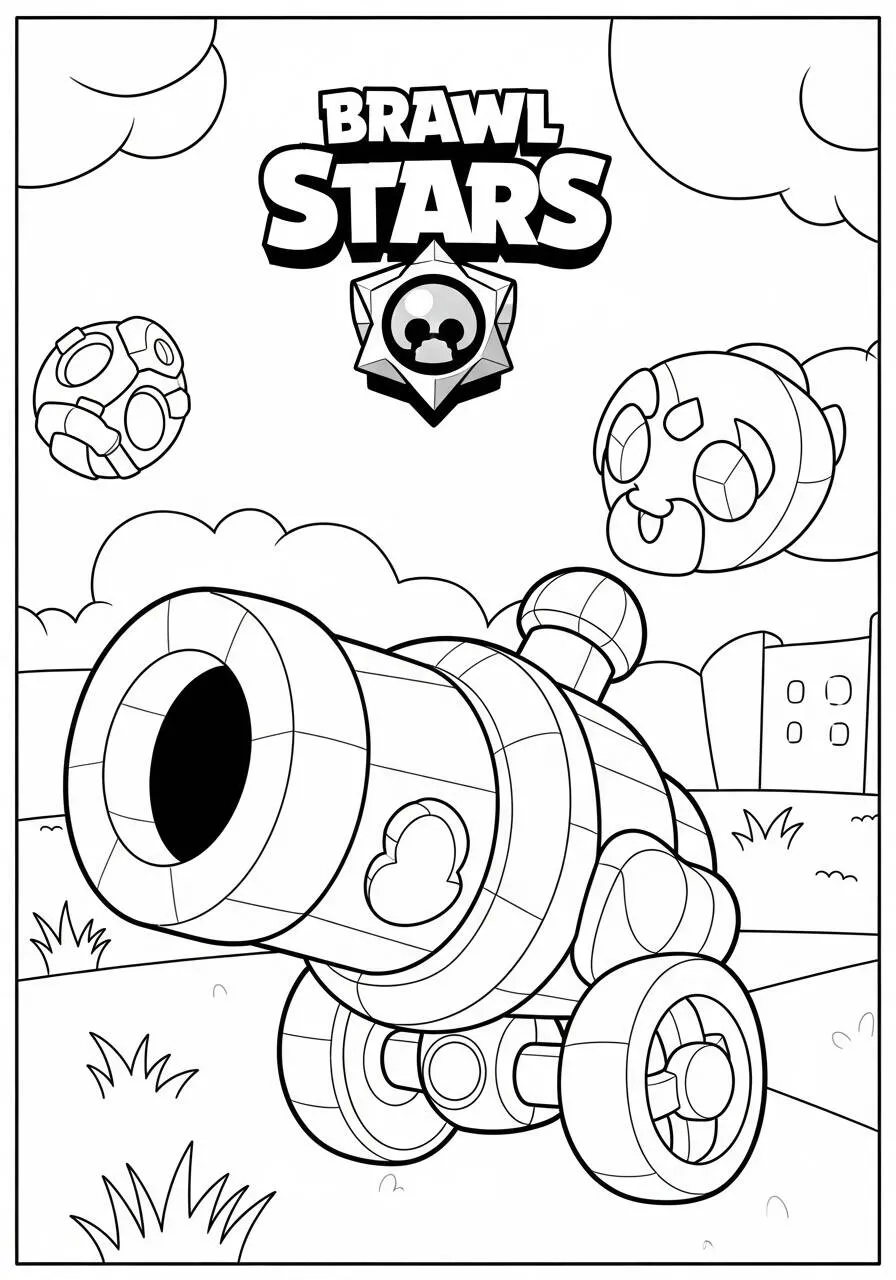 Desenho de Brawl Stars do Canhão para Colorir