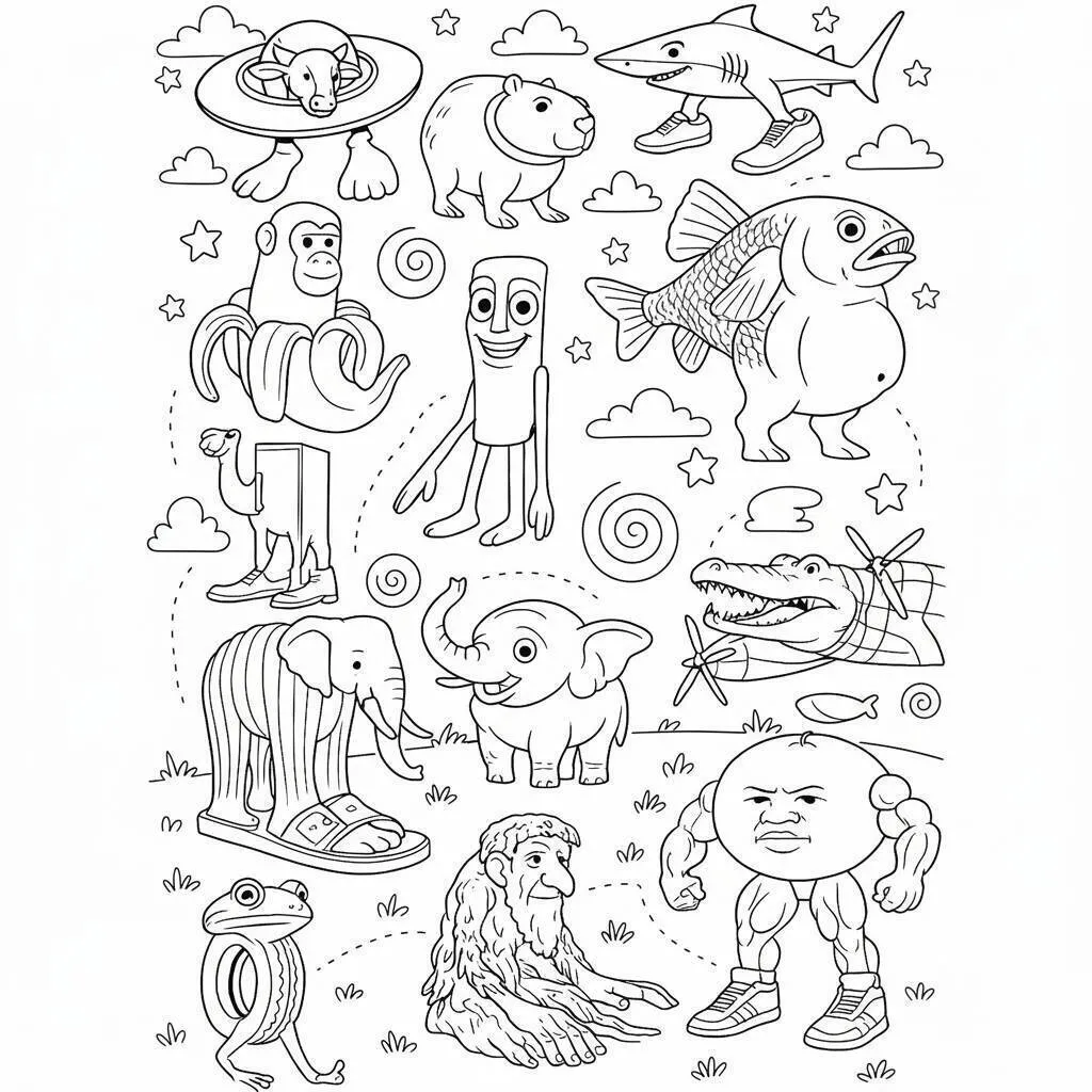 Desenho de Italian Brainrot para Colorir