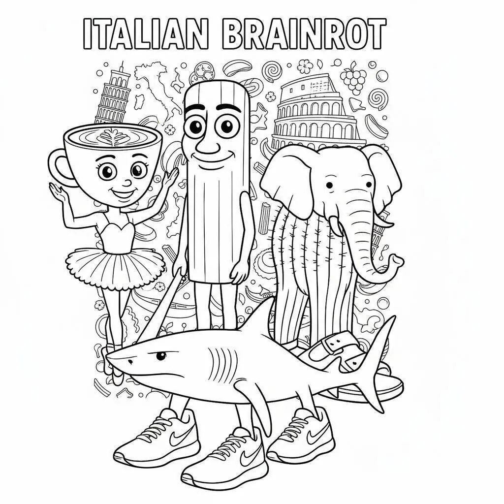 Desenho de Italian Brainrot para Colorir