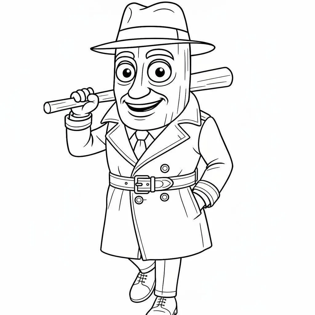Desenho de Italian Brainrot do Detetive Malandro para Colorir