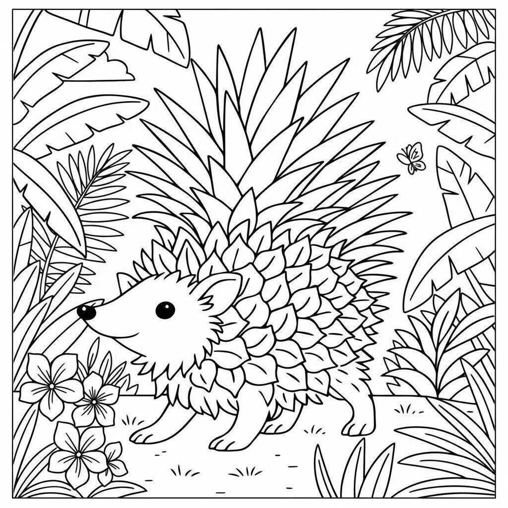 Desenho de Italian Brainrot do Porco Espinho Tropical para Colorir