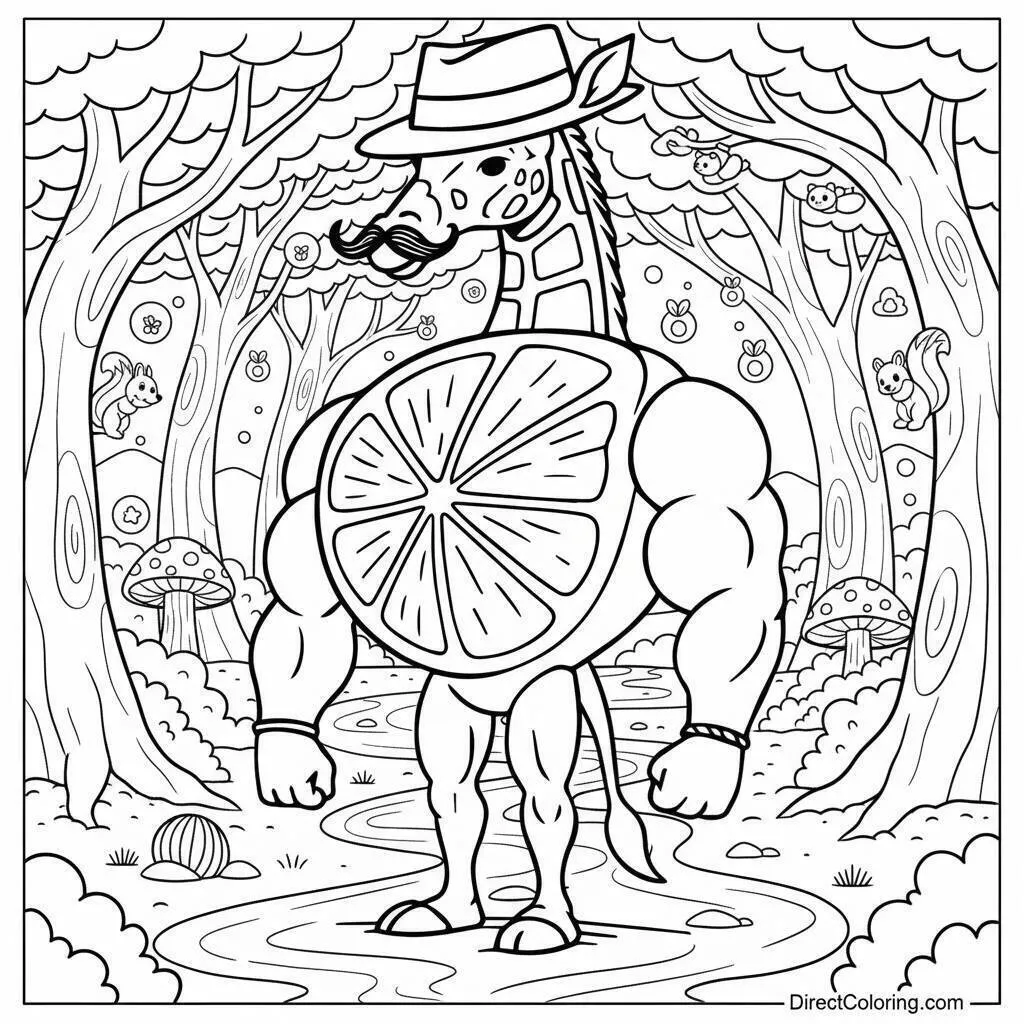 Desenho de Italian Brainrot do Giraffão Limão para Colorir