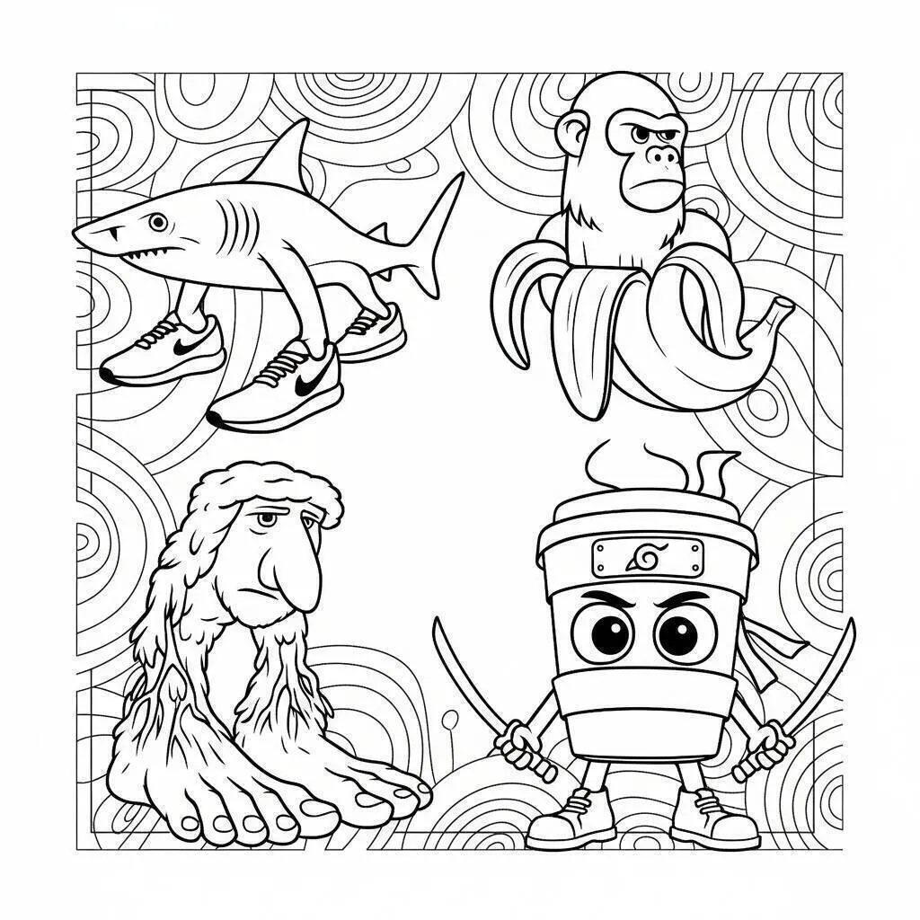 Desenho de Italian Brainrot para Colorir
