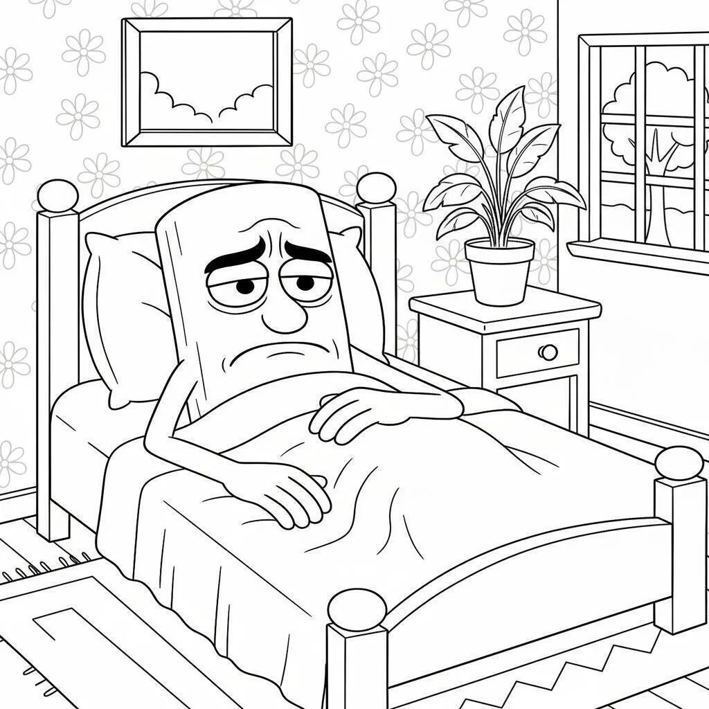 Desenho de Italian Brainrot do Triste Travesseiro para Colorir