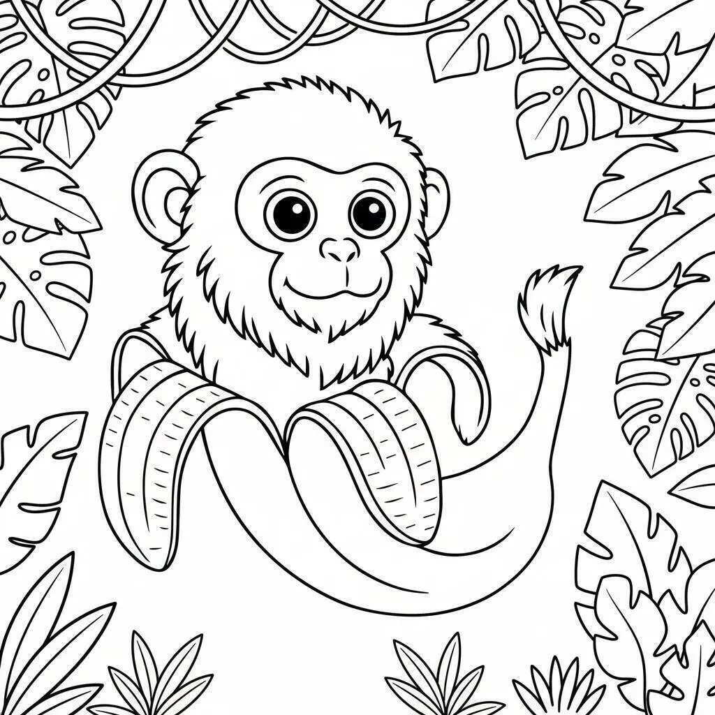 Desenho de Italian Brainrot do Macaco Banana para Colorir