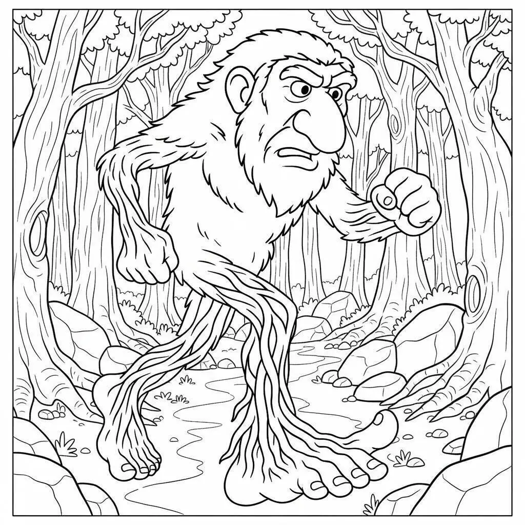 Desenho de Italian Brainrot do Monstro da Floresta para Colorir