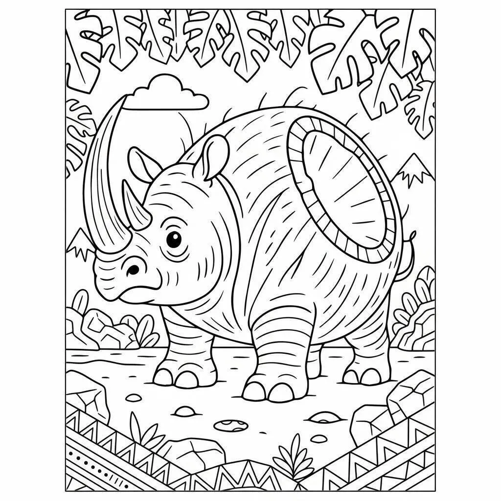 Desenho de Italian Brainrot do Rinoceronte Engraçado para Colorir