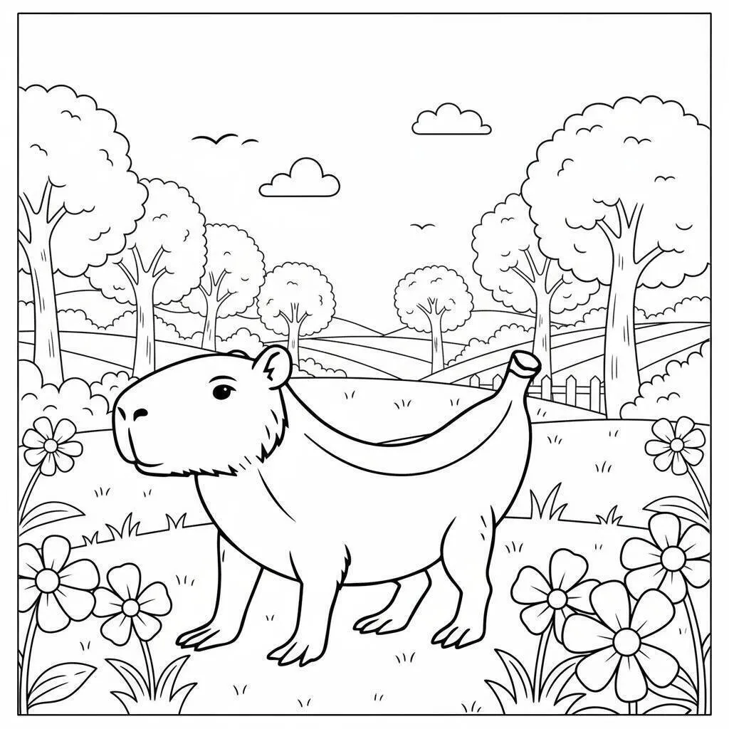 Desenho de Italian Brainrot do Capivara Alegre para Colorir