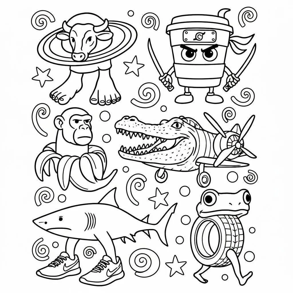 Desenho de Italian Brainrot para Colorir