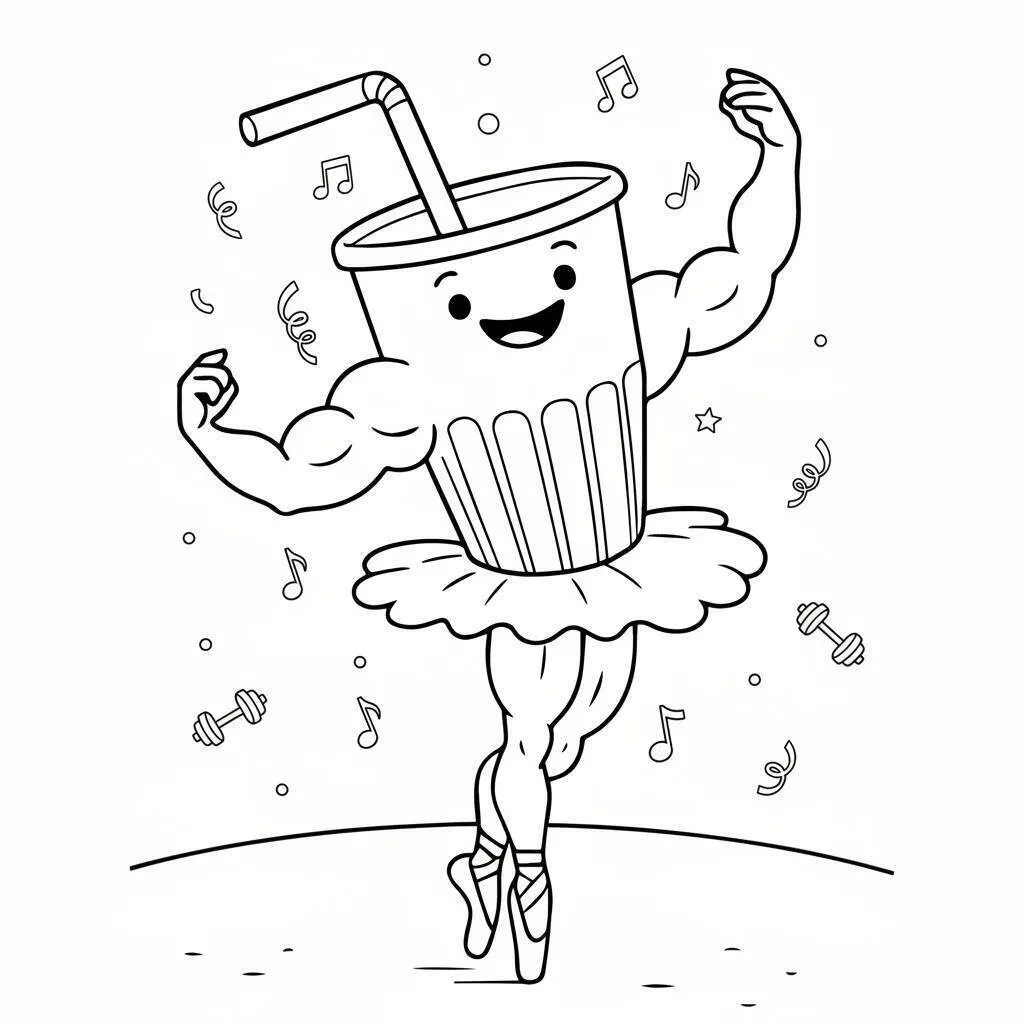 Desenho de Italian Brainrot do Copo Musculoso para Colorir