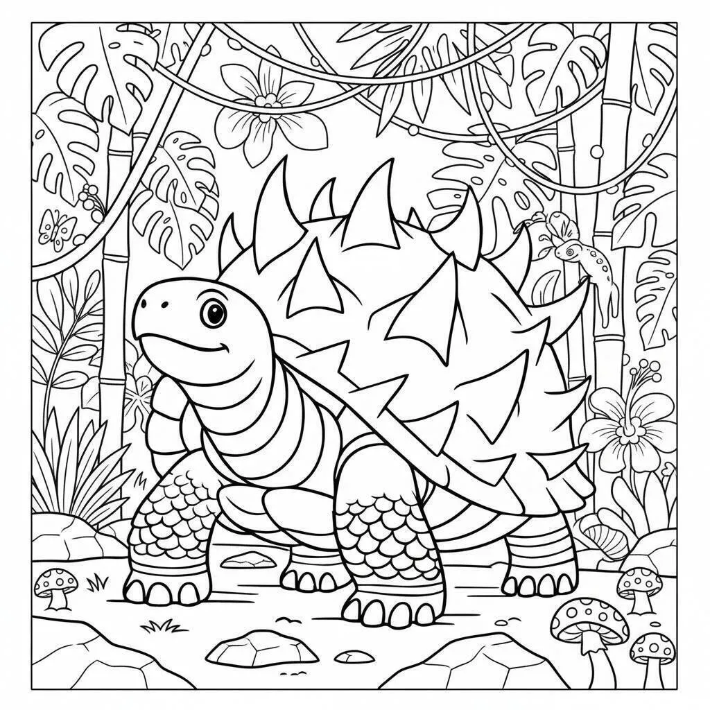 Desenho de Italian Brainrot da Tartaruga Espinhosa para Colorir