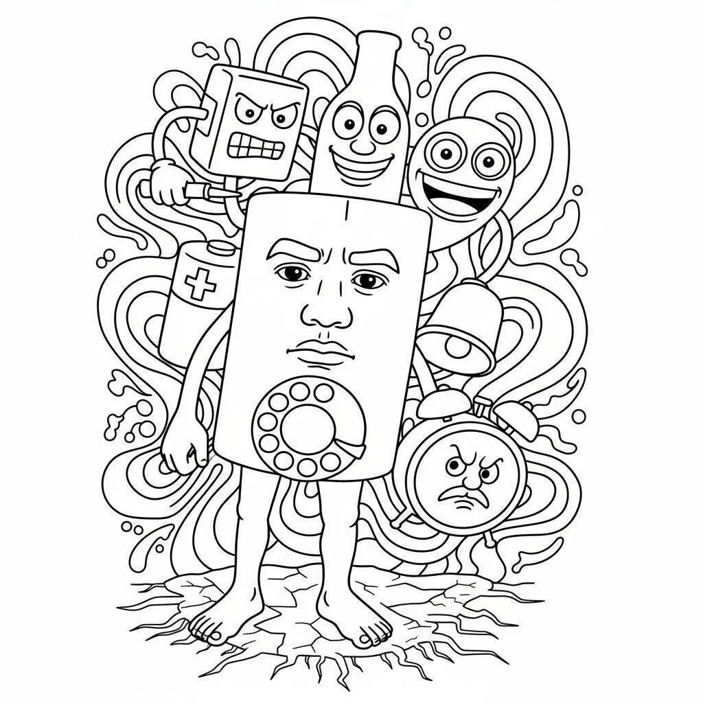 Desenho de Italian Brainrot para Colorir