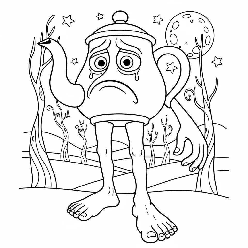 Desenho de Italian Brainrot do Buqueiro Triste para Colorir
