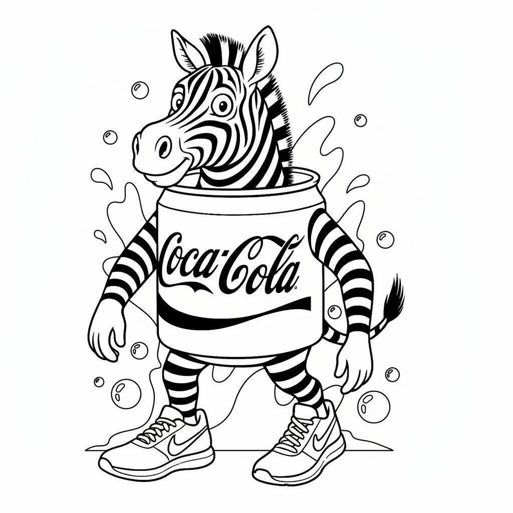 Desenho de Italian Brainrot do Zebra Coca Cola para Colorir