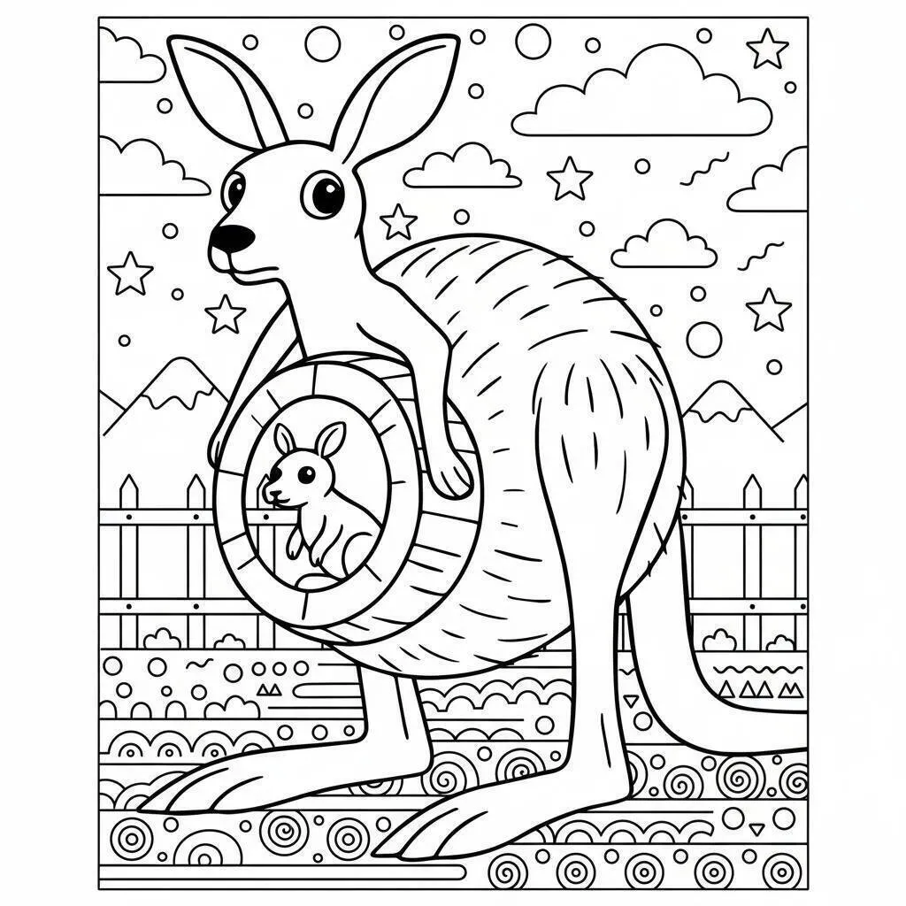 Desenho de Italian Brainrot do Canguru Engraçado para Colorir