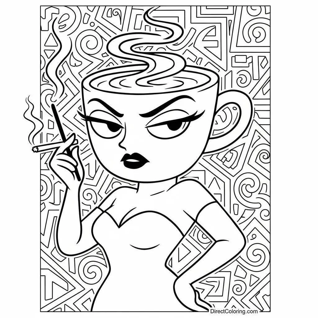 Desenho de Italian Brainrot do Cappuccino Assassino para Colorir