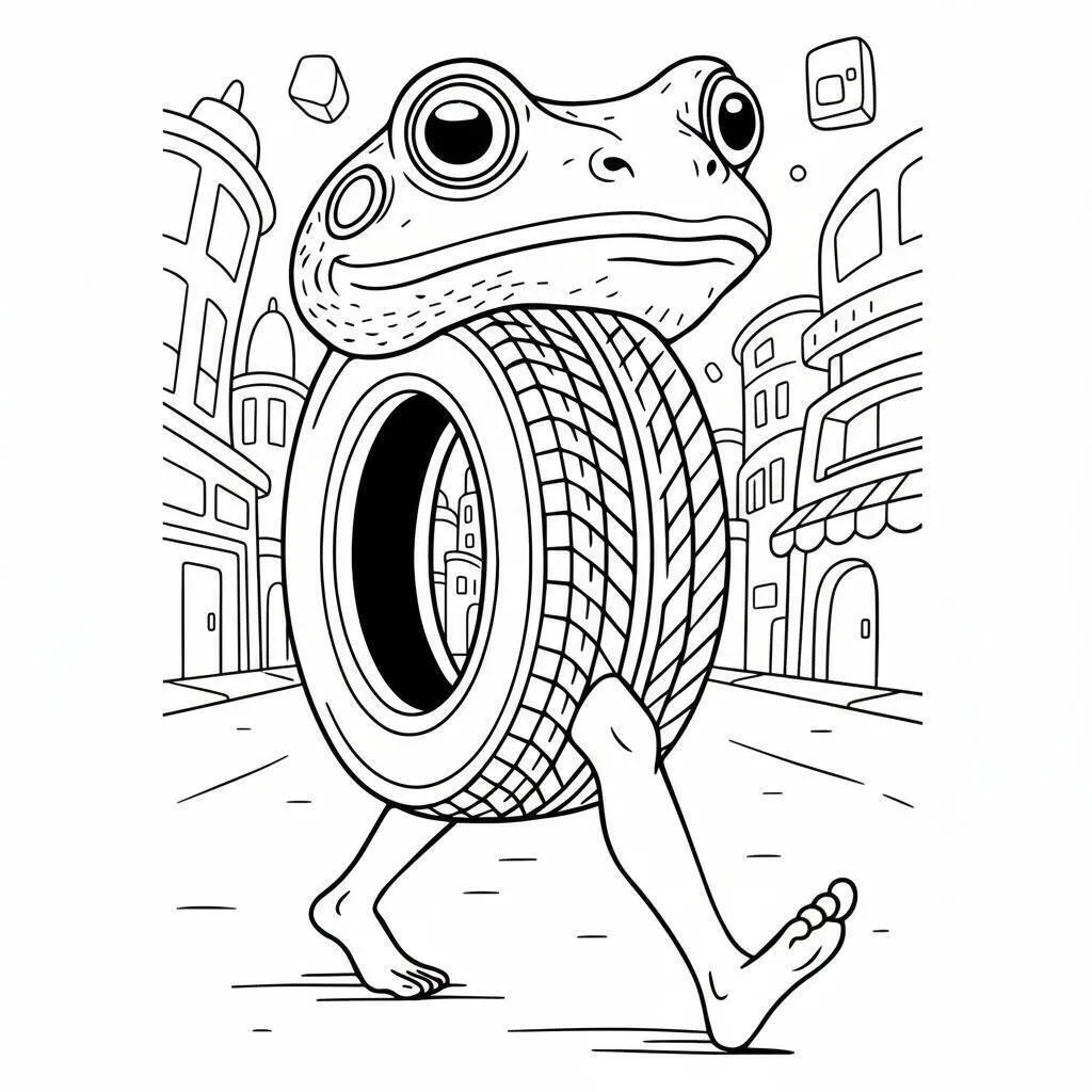 Desenho de Italian Brainrot do Sapo Rodante para Colorir