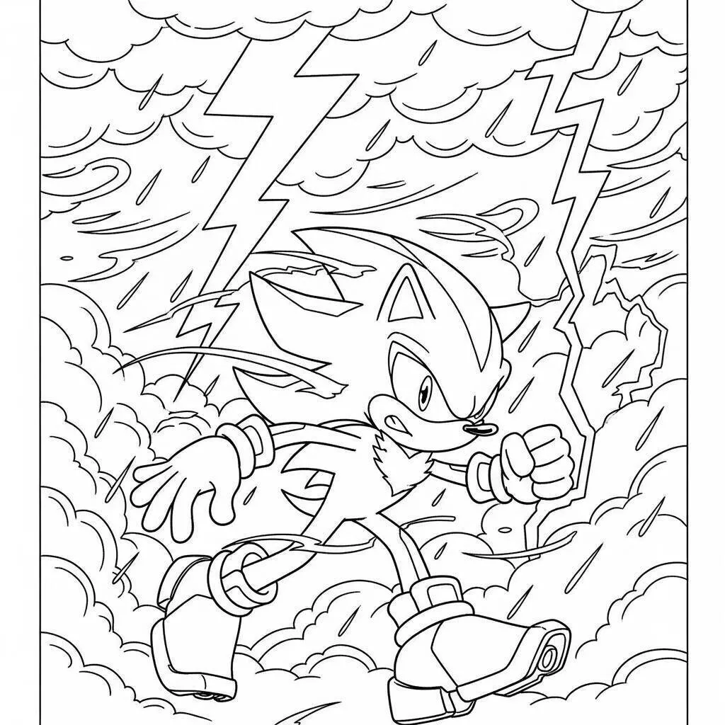 Página para colorear de sombra el erizo in Storm