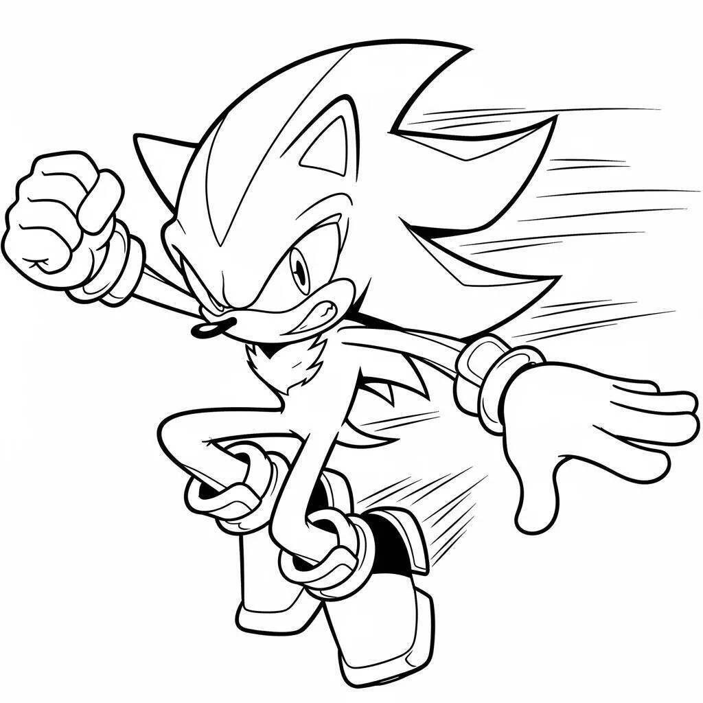 Dibujo para colorear de sombra el erizo corriendo