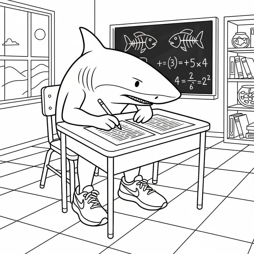 Tralalero Tralala Malvorlage Mathematik studieren