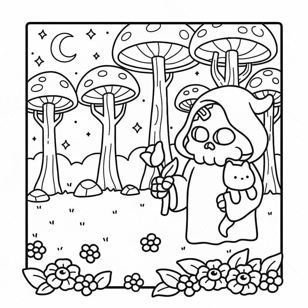 Desenho de Coco Wyo na Floresta Encantada para Colorir