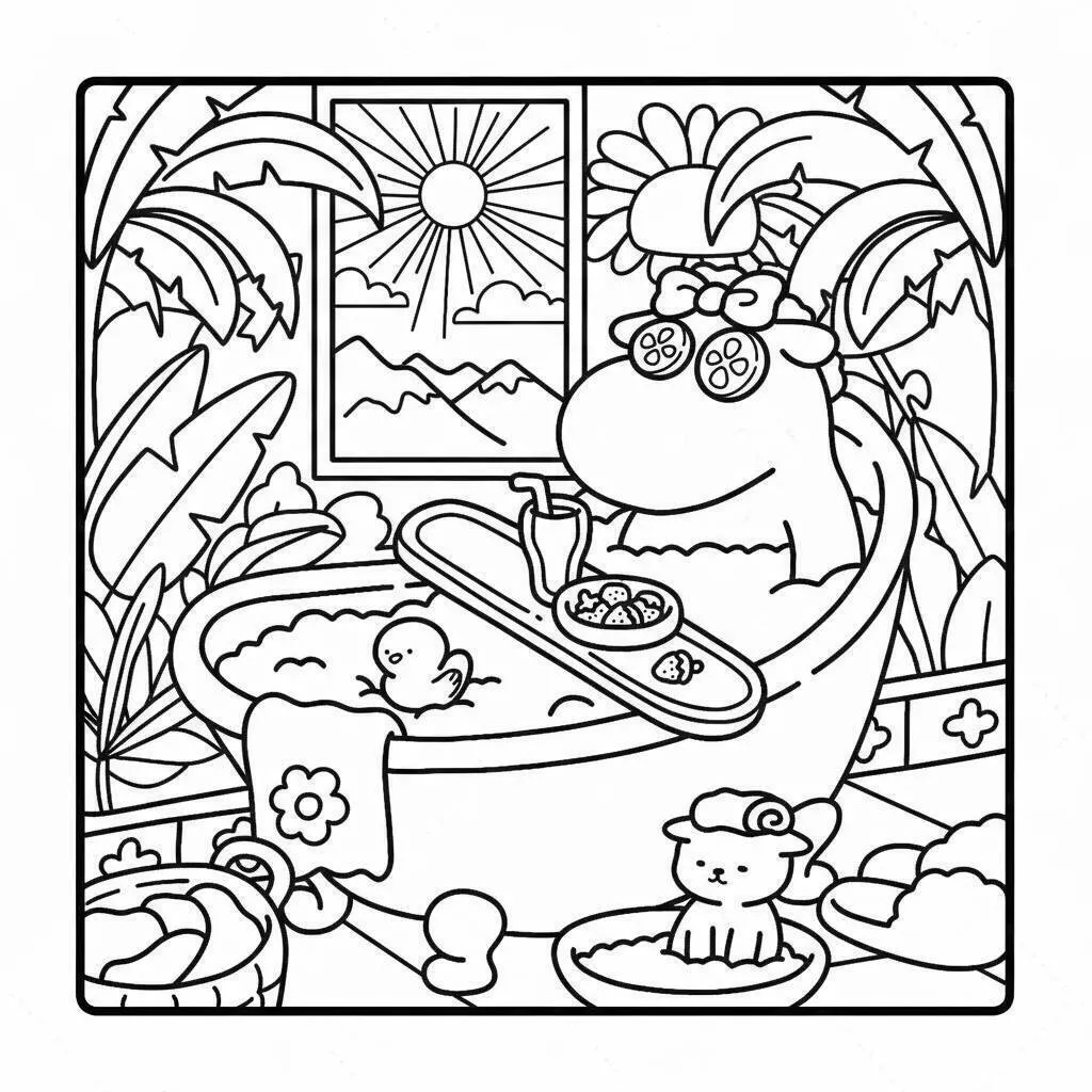 Coco Wyo Entspannen in der Badewanne zum Ausmalen
