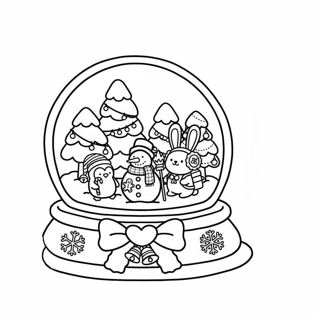 Desenho de Coco Wyo no Globo de Neve para Colorir