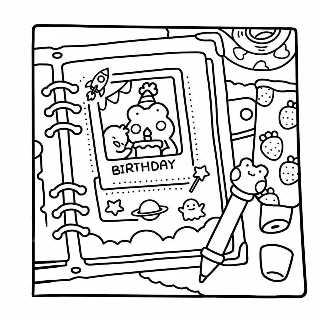 Desenho de Coco Wyo Celebrando Aniversário para Colorir