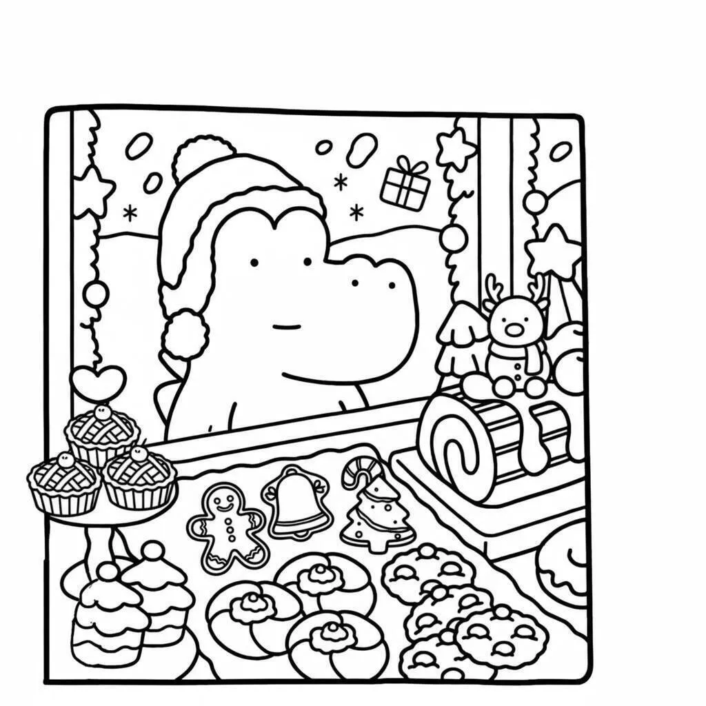 Desenho de Coco Wyo Preparando Doces de Natal para Colorir