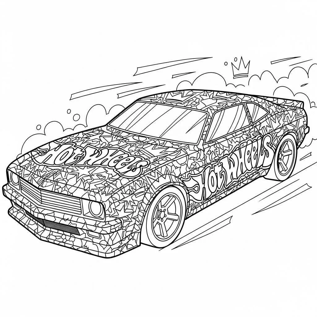 Hot Wheels Stylized Car Coloring Page